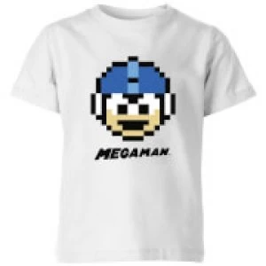 image of Mega Man Pixel Face Kids T-Shirt - White - 11-12 Years