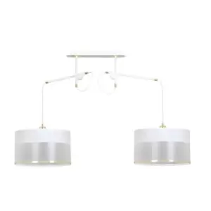 Image of Monolit White Pendant Ceiling Light with Black, Gold Fabric Shades, 2x E-27