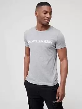 Image of Calvin Klein Jeans Institutional Logo T-Shirt - Mid Grey Heather, Mid Grey Heather Size XL Men