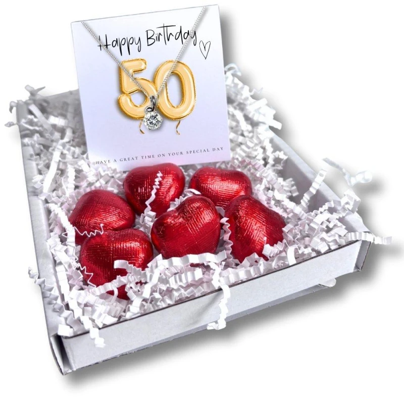 Image of Aye Do Gifts 50th Birthday Mini Gift Hamper - Necklace Silver female Mini Gift