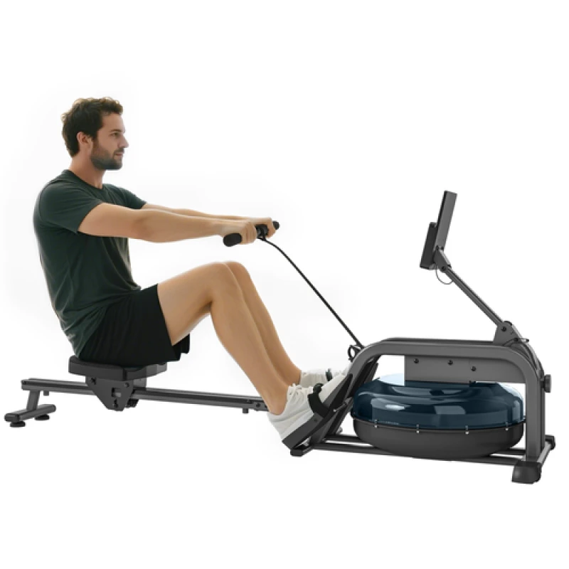 Image of SPORTNOW Water Rowing Machine with Adjustable Resistance, Vertical Storage, Black A90-354V00BK