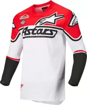 image of Alpinestars Racer Flagship Motocross Jersey, white-red Size M white-red, Size M