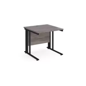 image of Maestro 25 straight desk 800mm x 800mm - Black cable managed leg frame and grey oak top