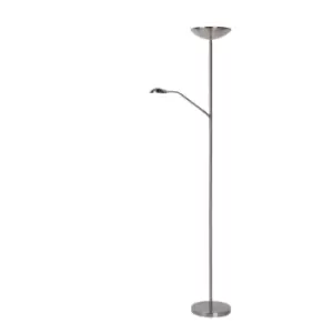 image of Zenith Modern Floor Reading Lamp - LED Dim. - 3000K - Satin Chrome