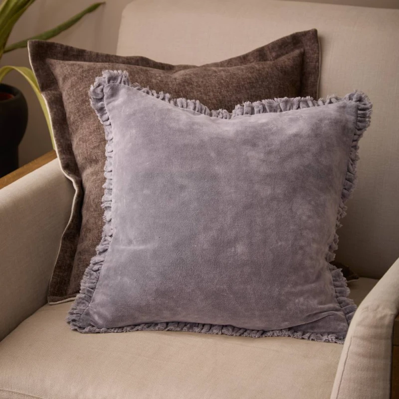 Image of Yard Bertie 100% Cotton Velvet Cushion in Mauve Size: 45cm x 45cm Mauve Unisex 45cm x 45 cm