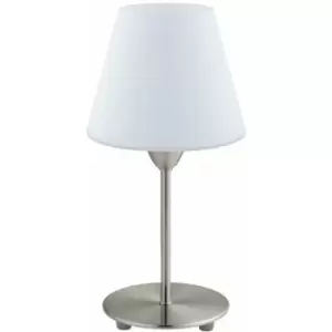 Image of Table Lamp Colour Satin Nickel Base Shade White Glass Opal Matt Bulb E14 1x60W