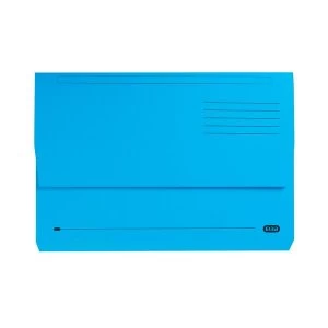 Image of Elba Strongline Foolscap Bright Manilla Document Wallet Half Flap Heavyweight 320gsm 32mm Blue Pack of 25
