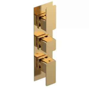 image of Nuie Triple Thermostatic Valve - Brushed Brass