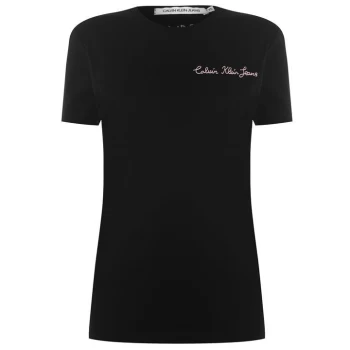 Image of Calvin Klein Jeans Institutional Chain Stitch T Shirt - Black
