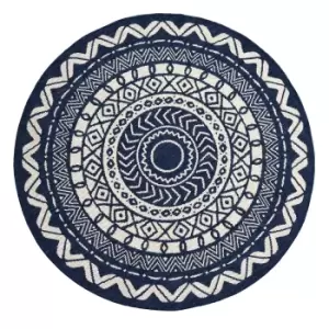 image of County Circle Indoor/Outdoor Rug - Navy - 133cm