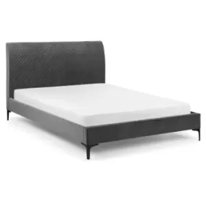 Image of Grey Quilted Velvet Bed 5ft Kingsize 150cm - Waltham