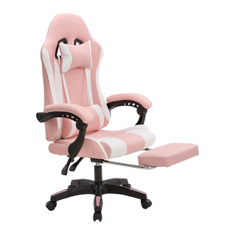 Image of Kabinet UK High Back Gaming Chair with Footrest Pink/White unisex One Size