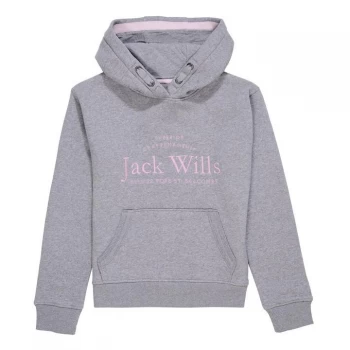 image of Jack Wills Kids Girls Script Hoodie - Grey Heather