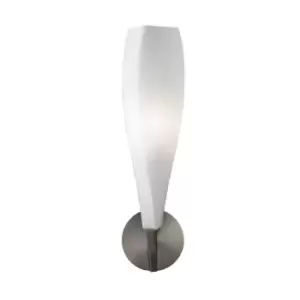 Image of Neo Wall Lamp Switched 1 Light E27, Satin Nickel/Frosted White Glass