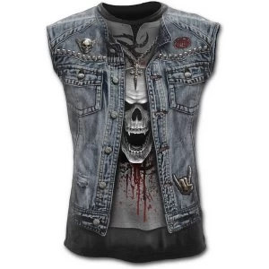 Image of Thrash MetalAllover Sleeveles Sleeveles Mens X-Large T-Shirt - Black