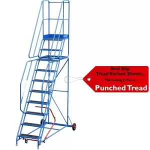 image of 10 Tread Mobile Warehouse Stairs Punched Steps 3.5m EN131 7 Blue Safety Ladder