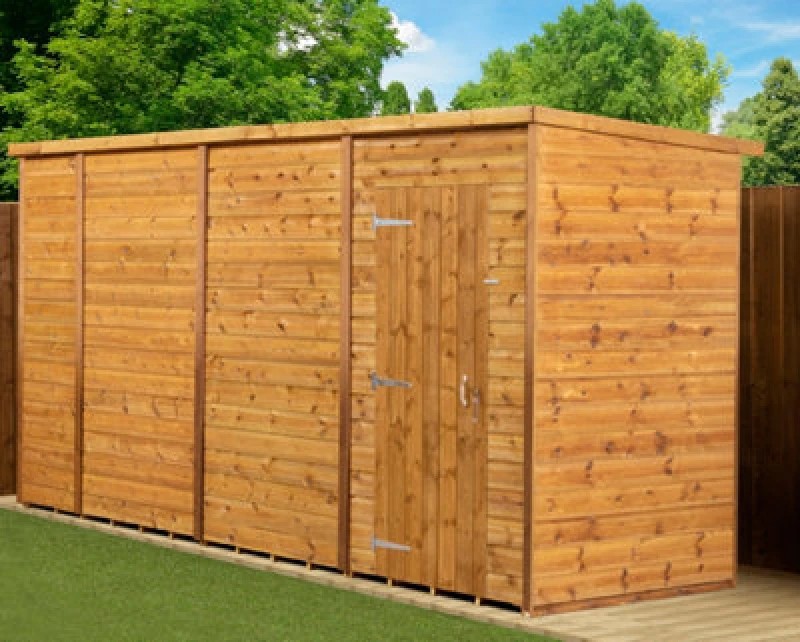 Image of Empire Sheds Empire Modular Pent 14X4 Dipped Treated Tongue And Groove Wooden Garden Shed Single Door (14' X 4' / 14ft X 4ft) (14X4)