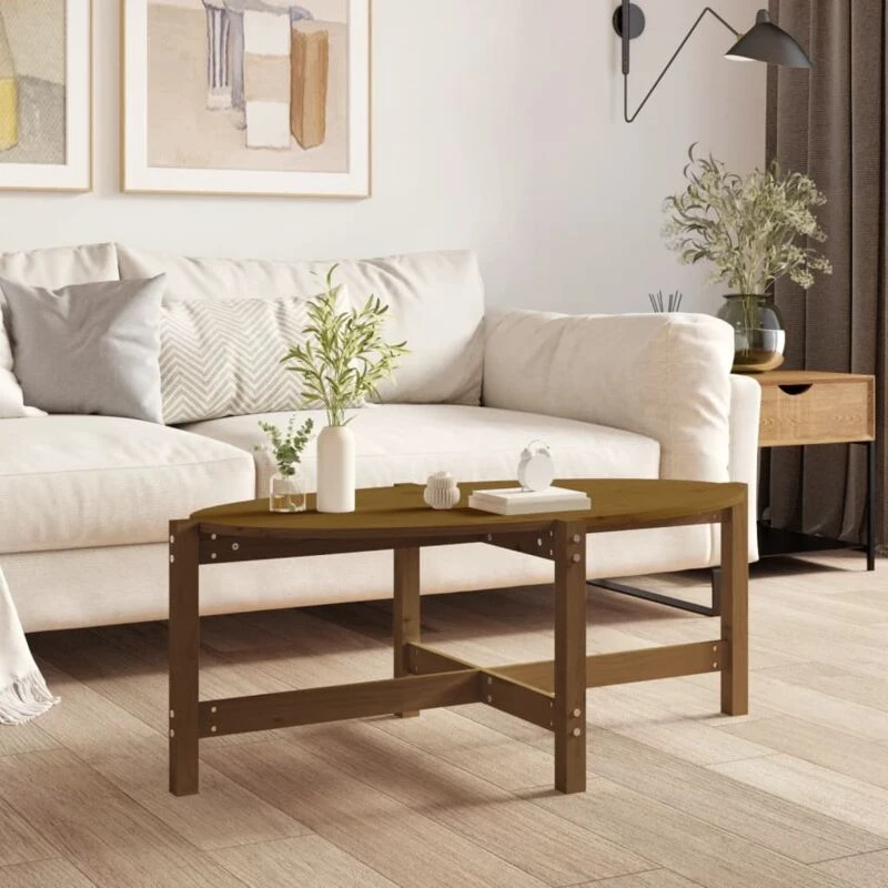 Image of Vidaxl Coffee Table Honey Brown 118X63X45cm Solid Wood Pine, Brown 822320