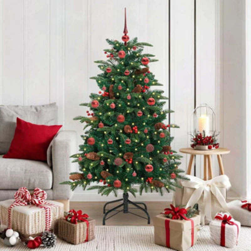 Image of Vidaxl Artificial Christmas Tree With LED Strip Lights Green 150 Cm