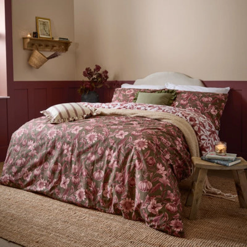 Image of Wylder Autumn Garden Reversible Duvet Cover Set, Rose, Single
