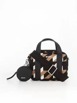 Image of BOSS Addison Houndstooth Top Handle Crossbody - Black, Women