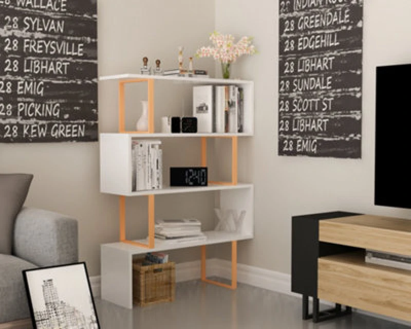 Image of Decorotika Adriana Modern Bookcase Gold & White
