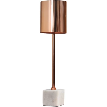 Image of Copper Table Lamp With Marble Base - No Bulb