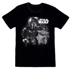 image of Star Wars: The Mandalorian Unisex Adult Photograph T-Shirt (M) (Black)