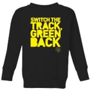Image of Danger Mouse Switch The Track Green Back Kids Sweatshirt - Black - 11-12 Years