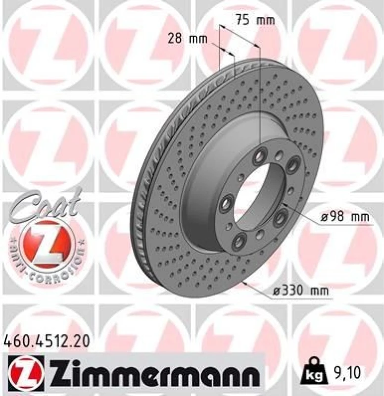 Image of ZIMMERMANN Brake disc ZIMMERMANN 460.4512.20