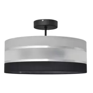 image of Helen Cylindrical Ceiling Light Grey, Silver, Black 40cm