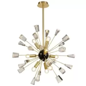 image of Ceiling Pendant Sputnik, 9 Light E14, Brushed Gold & Gloss Black, Crystal - Luminosa Lighting