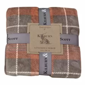 image of Crossland Grove Checked Flannel Fleece Blush & Taupe 1400x1800mm