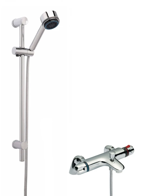 Image of Balterley Thermostatic Bath Shower Mixer Tap Multi Function Handset Slide Rail Silver unisex