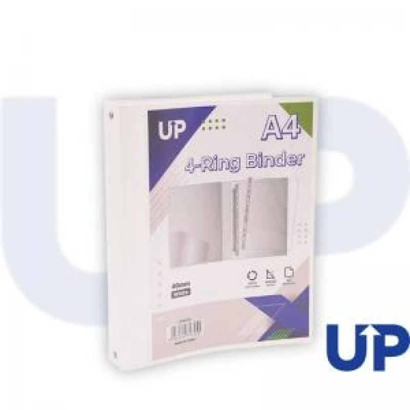 Image of UP A4 Presentation Binder 4 Ring 40mm White (10 Pack) UP0020