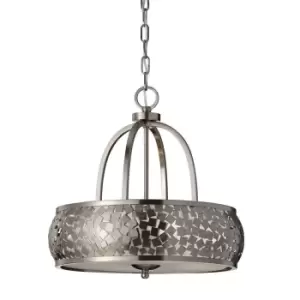Image of 4 Bulb Chandelier Hanging Pendant LIght Brushed Steel LED E27 60W Bulb