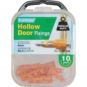 image of Plasplugs Hollow Door Fixings Pack of 10