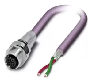 Image of Phoenix Contact 1525607 Sensor Cord, 2P, M12 Rcpt-Free End, 1M