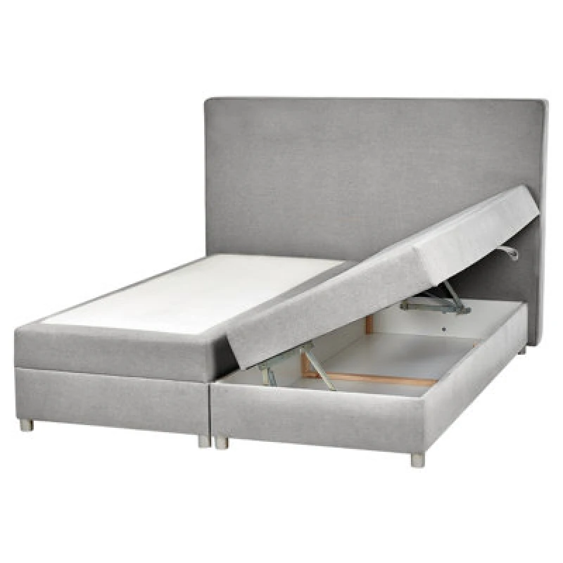 Image of Beliani Divan Bed With Storage Fabric Minister 160 X 200 Cm (Eu King Size) Light Grey