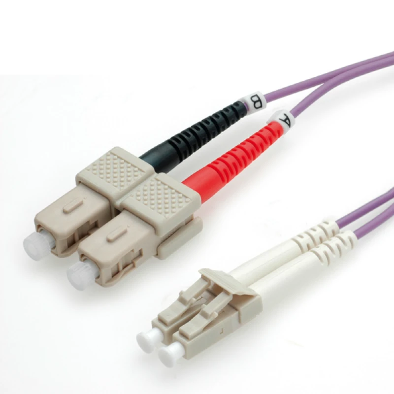 Image of ROLINE Fibre Optic Jumper Cable. 50/125µm. LC/SC. OM4. purple 1 m