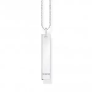 image of Sterling Silver White Tag Necklace KE2134-051-14-L50V