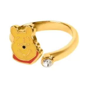 Disney Winnie The Pooh Yellow & Red Gold Plated Clear Stone Ring RF00392YRWL