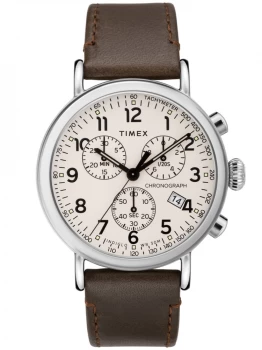 image of Timex White And Brown 'Standard' Chronograph Watch - TW2T21000 - multicoloured