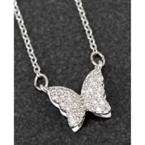 image of 3D Pave Butterfly Platinum Plated Necklace