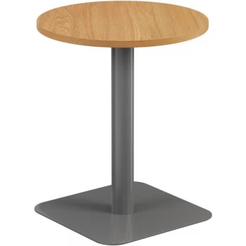 Image of 600MM Circular Mid Contract Table - Silver/Oak