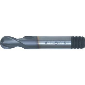 Image of 4.00MM Series 39 HSS-Co 2 Flute Threaded Shank Short Series Ball Nosed Slot Drills - TiCN Coated