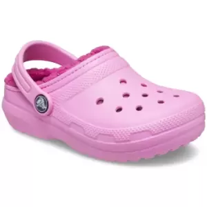 image of Crocs Girls Toddler Classic Fuzzy Lined Lightweight Clogs UK Size 4 (EU 19-20)