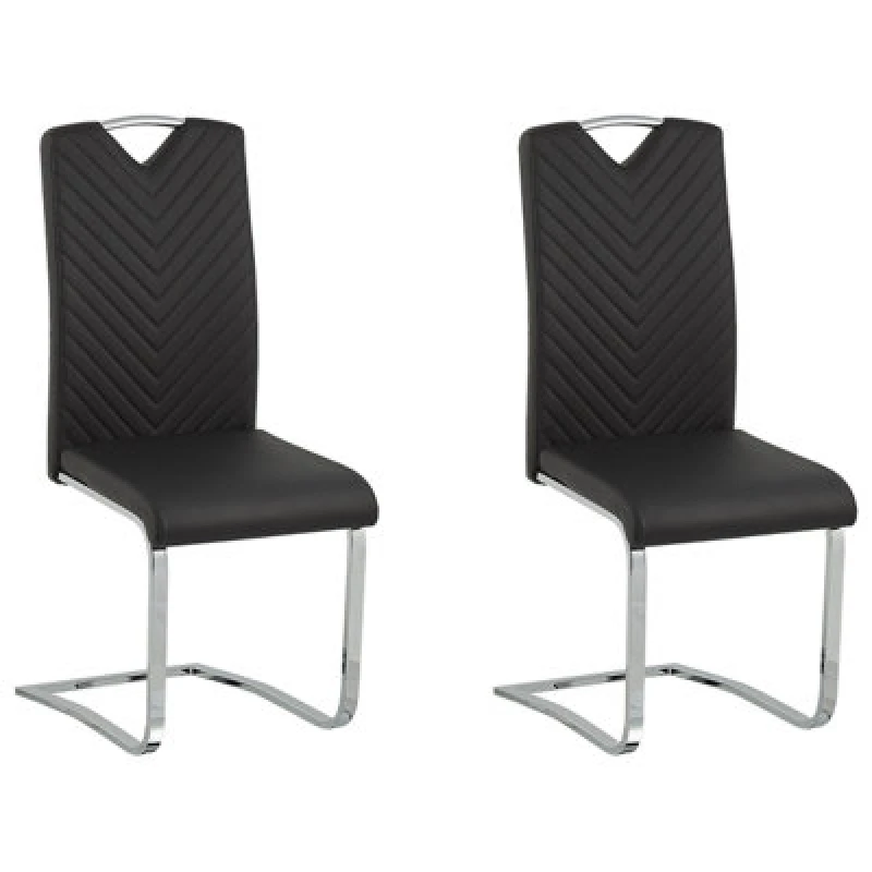 Image of Beliani Set Of 2 Dining Chairs Picknes Faux Leather Black
