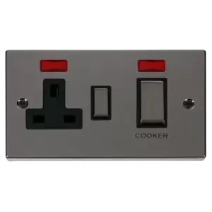 Image of Click Scolmore Deco Ingot 45A Cooker Switch Unit with 13A 2 Pole Neon Switched Socket - VPBN505BK