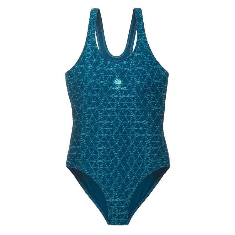 Image of Aquawave Womens Seaweed Geometric Pattern One Piece Swimsuit in Navy Size: Small Navy Female S